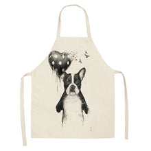 Load image into Gallery viewer, 1 Pc Cotton Linen BullDog Dog Print Kitchen Aprons Unisex Dinner Party Cooking Cleaning Apron