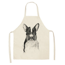 Load image into Gallery viewer, 1 Pc Cotton Linen BullDog Dog Print Kitchen Aprons Unisex Dinner Party Cooking Cleaning Apron