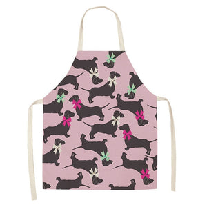 1 Pc Cotton Linen BullDog Dog Print Kitchen Aprons Unisex Dinner Party Cooking Cleaning Apron
