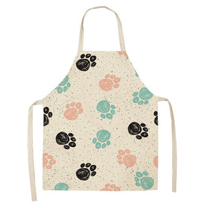 1 Pc Cotton Linen BullDog Dog Print Kitchen Aprons Unisex Dinner Party Cooking Cleaning Apron