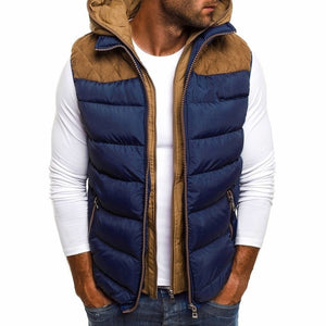 Brand Winter Men's Warm Tunic sleeveless Vest men cotton hooded jacket male zipper Waistcoat for Autumn male gilet homme#G8