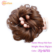 Load image into Gallery viewer, MEIFAN High Temperature Fiber Synthetic Fake Hair Bun Extension Nature Hair Elastic rubber Band Donut Scrunchies Curly Chignon