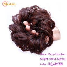 Load image into Gallery viewer, MEIFAN High Temperature Fiber Synthetic Fake Hair Bun Extension Nature Hair Elastic rubber Band Donut Scrunchies Curly Chignon