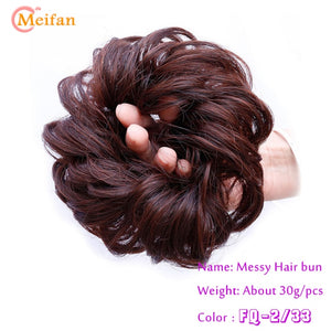 MEIFAN High Temperature Fiber Synthetic Fake Hair Bun Extension Nature Hair Elastic rubber Band Donut Scrunchies Curly Chignon