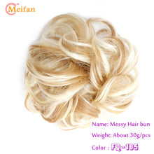 Load image into Gallery viewer, MEIFAN High Temperature Fiber Synthetic Fake Hair Bun Extension Nature Hair Elastic rubber Band Donut Scrunchies Curly Chignon