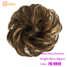 Load image into Gallery viewer, MEIFAN High Temperature Fiber Synthetic Fake Hair Bun Extension Nature Hair Elastic rubber Band Donut Scrunchies Curly Chignon