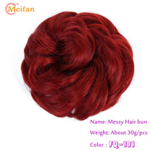 Load image into Gallery viewer, MEIFAN High Temperature Fiber Synthetic Fake Hair Bun Extension Nature Hair Elastic rubber Band Donut Scrunchies Curly Chignon