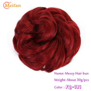 MEIFAN High Temperature Fiber Synthetic Fake Hair Bun Extension Nature Hair Elastic rubber Band Donut Scrunchies Curly Chignon