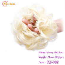 Load image into Gallery viewer, MEIFAN High Temperature Fiber Synthetic Fake Hair Bun Extension Nature Hair Elastic rubber Band Donut Scrunchies Curly Chignon