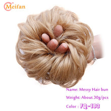 Load image into Gallery viewer, MEIFAN High Temperature Fiber Synthetic Fake Hair Bun Extension Nature Hair Elastic rubber Band Donut Scrunchies Curly Chignon