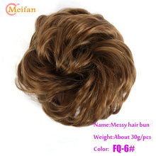 Load image into Gallery viewer, MEIFAN High Temperature Fiber Synthetic Fake Hair Bun Extension Nature Hair Elastic rubber Band Donut Scrunchies Curly Chignon