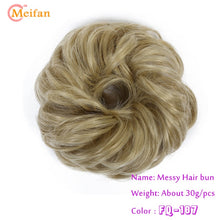 Load image into Gallery viewer, MEIFAN High Temperature Fiber Synthetic Fake Hair Bun Extension Nature Hair Elastic rubber Band Donut Scrunchies Curly Chignon