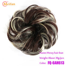 Load image into Gallery viewer, MEIFAN High Temperature Fiber Synthetic Fake Hair Bun Extension Nature Hair Elastic rubber Band Donut Scrunchies Curly Chignon