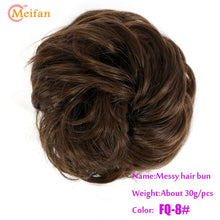 Load image into Gallery viewer, MEIFAN High Temperature Fiber Synthetic Fake Hair Bun Extension Nature Hair Elastic rubber Band Donut Scrunchies Curly Chignon