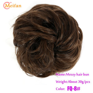 MEIFAN High Temperature Fiber Synthetic Fake Hair Bun Extension Nature Hair Elastic rubber Band Donut Scrunchies Curly Chignon