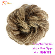Load image into Gallery viewer, MEIFAN High Temperature Fiber Synthetic Fake Hair Bun Extension Nature Hair Elastic rubber Band Donut Scrunchies Curly Chignon