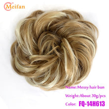 Load image into Gallery viewer, MEIFAN High Temperature Fiber Synthetic Fake Hair Bun Extension Nature Hair Elastic rubber Band Donut Scrunchies Curly Chignon