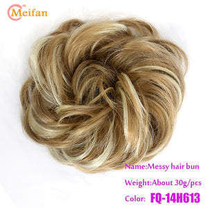 MEIFAN High Temperature Fiber Synthetic Fake Hair Bun Extension Nature Hair Elastic rubber Band Donut Scrunchies Curly Chignon