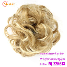 Load image into Gallery viewer, MEIFAN High Temperature Fiber Synthetic Fake Hair Bun Extension Nature Hair Elastic rubber Band Donut Scrunchies Curly Chignon