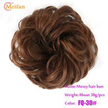 Load image into Gallery viewer, MEIFAN High Temperature Fiber Synthetic Fake Hair Bun Extension Nature Hair Elastic rubber Band Donut Scrunchies Curly Chignon