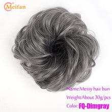 Load image into Gallery viewer, MEIFAN High Temperature Fiber Synthetic Fake Hair Bun Extension Nature Hair Elastic rubber Band Donut Scrunchies Curly Chignon