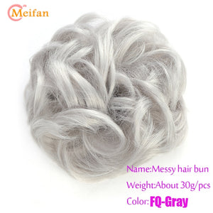 MEIFAN High Temperature Fiber Synthetic Fake Hair Bun Extension Nature Hair Elastic rubber Band Donut Scrunchies Curly Chignon