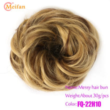 Load image into Gallery viewer, MEIFAN High Temperature Fiber Synthetic Fake Hair Bun Extension Nature Hair Elastic rubber Band Donut Scrunchies Curly Chignon