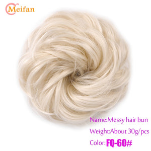 MEIFAN High Temperature Fiber Synthetic Fake Hair Bun Extension Nature Hair Elastic rubber Band Donut Scrunchies Curly Chignon