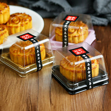 Load image into Gallery viewer, 50 Sets Square Moon Cake Trays Mooncake Packaging Box With Cover Food Container Holder Gold Plastic Cake Box For Cookie Egg Tart