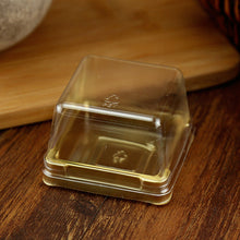 Load image into Gallery viewer, 50 Sets Square Moon Cake Trays Mooncake Packaging Box With Cover Food Container Holder Gold Plastic Cake Box For Cookie Egg Tart