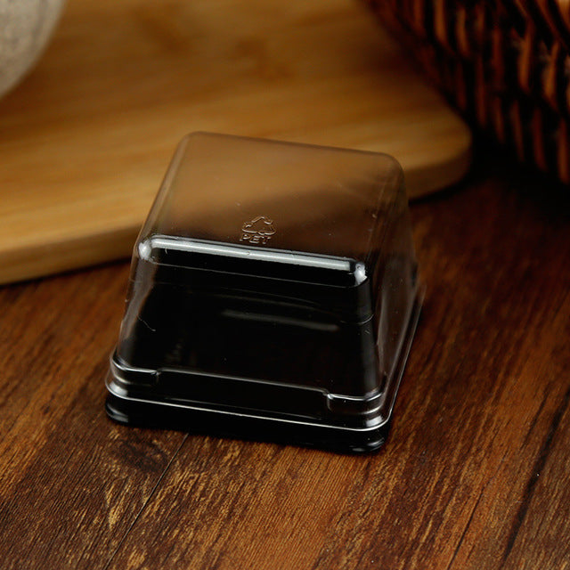 50 Sets Square Moon Cake Trays Mooncake Packaging Box With Cover Food Container Holder Gold Plastic Cake Box For Cookie Egg Tart