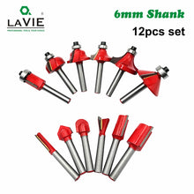 Load image into Gallery viewer, 12pcs 6mm Shank Router Bit Set Trimming Straight Corner Beading Bits for Wood Milling Cutter Carbide Cutting Woodwork Tool 06011