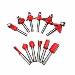 12pcs 6mm Shank Router Bit Set Trimming Straight Corner Beading Bits for Wood Milling Cutter Carbide Cutting Woodwork Tool 06011