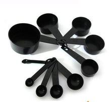 Load image into Gallery viewer, 10pcs/set Kitchen Cook Black Plastic Teaspoon Scoop Measuring Spoons Cups Measuring Set Tools Kitchen Accessories Cocina