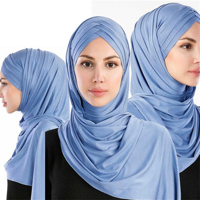 2020 Women Plain Soft Cotton Jersey Scarf Head Hijab Wrap Instant Shawls foulard femme muslim Hijabs Ready To Wear Headscarf