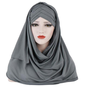 2020 Women Plain Soft Cotton Jersey Scarf Head Hijab Wrap Instant Shawls foulard femme muslim Hijabs Ready To Wear Headscarf