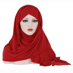 2020 Women Plain Soft Cotton Jersey Scarf Head Hijab Wrap Instant Shawls foulard femme muslim Hijabs Ready To Wear Headscarf