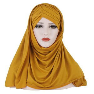 2020 Women Plain Soft Cotton Jersey Scarf Head Hijab Wrap Instant Shawls foulard femme muslim Hijabs Ready To Wear Headscarf