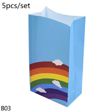 Load image into Gallery viewer, 5-8pcs Corlorful Kraft Paper Bag Rainbow Pattern Wedding Sweet Candy Gift Bags Cookie Food Packaging Box Birthday Party Supplies