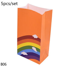 Load image into Gallery viewer, 5-8pcs Corlorful Kraft Paper Bag Rainbow Pattern Wedding Sweet Candy Gift Bags Cookie Food Packaging Box Birthday Party Supplies
