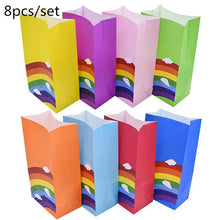 Load image into Gallery viewer, 5-8pcs Corlorful Kraft Paper Bag Rainbow Pattern Wedding Sweet Candy Gift Bags Cookie Food Packaging Box Birthday Party Supplies