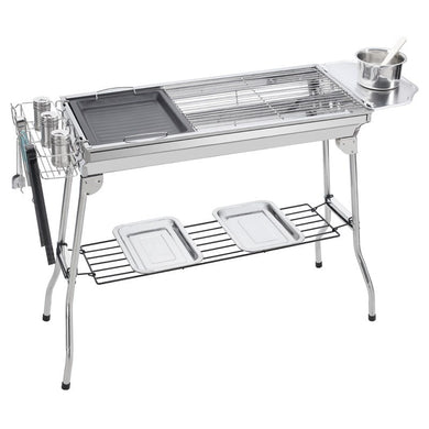 Portable Foldable Stainless Steel Barbecue Grill for Outdoor Charcoal BBQ Grill Barbecue Tools Set
