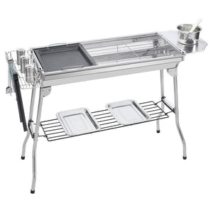 Portable Foldable Stainless Steel Barbecue Grill for Outdoor Charcoal BBQ Grill Barbecue Tools Set