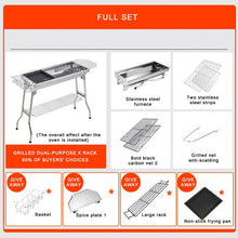Load image into Gallery viewer, Portable Foldable Stainless Steel Barbecue Grill for Outdoor Charcoal BBQ Grill Barbecue Tools Set