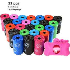 11pcs Degradable Pet Dog Waste Poop Bag With Printing Doggy Bag Degradable Pet Waste Clean Poop Bags Dog Up Clean Bag