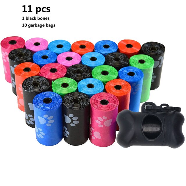 11pcs Degradable Pet Dog Waste Poop Bag With Printing Doggy Bag Degradable Pet Waste Clean Poop Bags Dog Up Clean Bag