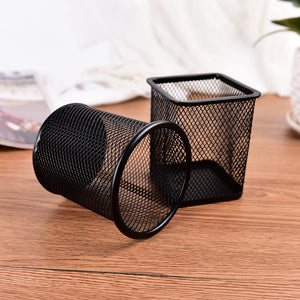 Hot sale 1Pc Black Metal Stand Mesh Style Pen Pencil Ruler Holder Desk Organizer Storage