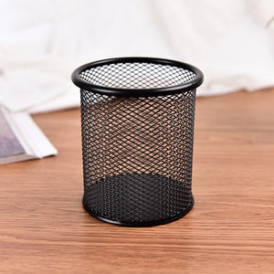 Hot sale 1Pc Black Metal Stand Mesh Style Pen Pencil Ruler Holder Desk Organizer Storage
