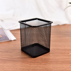 Hot sale 1Pc Black Metal Stand Mesh Style Pen Pencil Ruler Holder Desk Organizer Storage