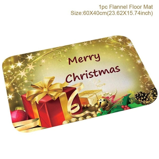 Santa Claus Christmas Flannel Carpet Merry Christmas Decoration for Home